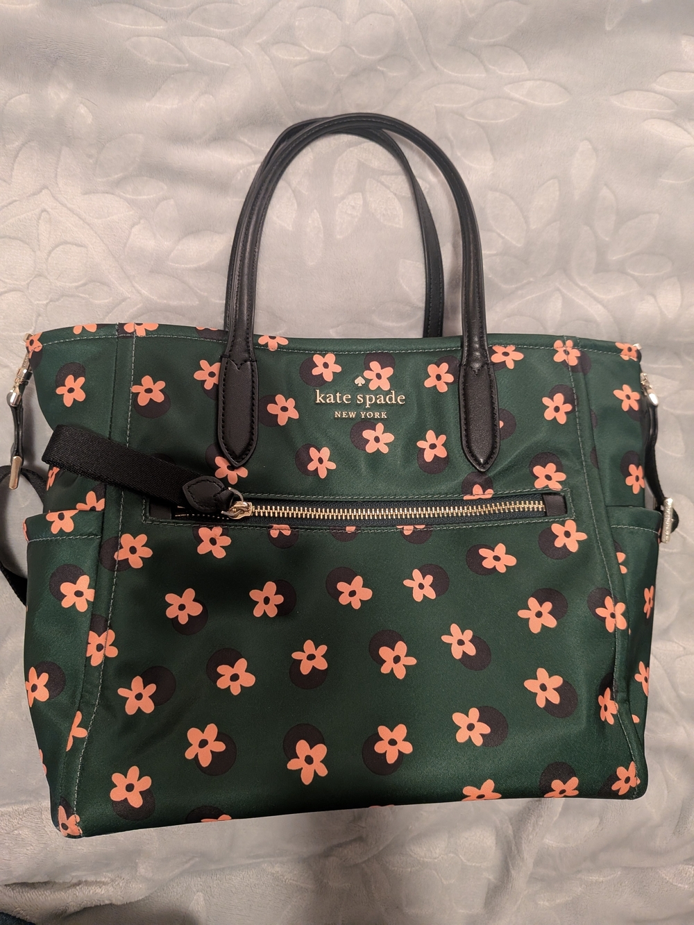 kate spade Green Floral Tote with Peach Blossom Print